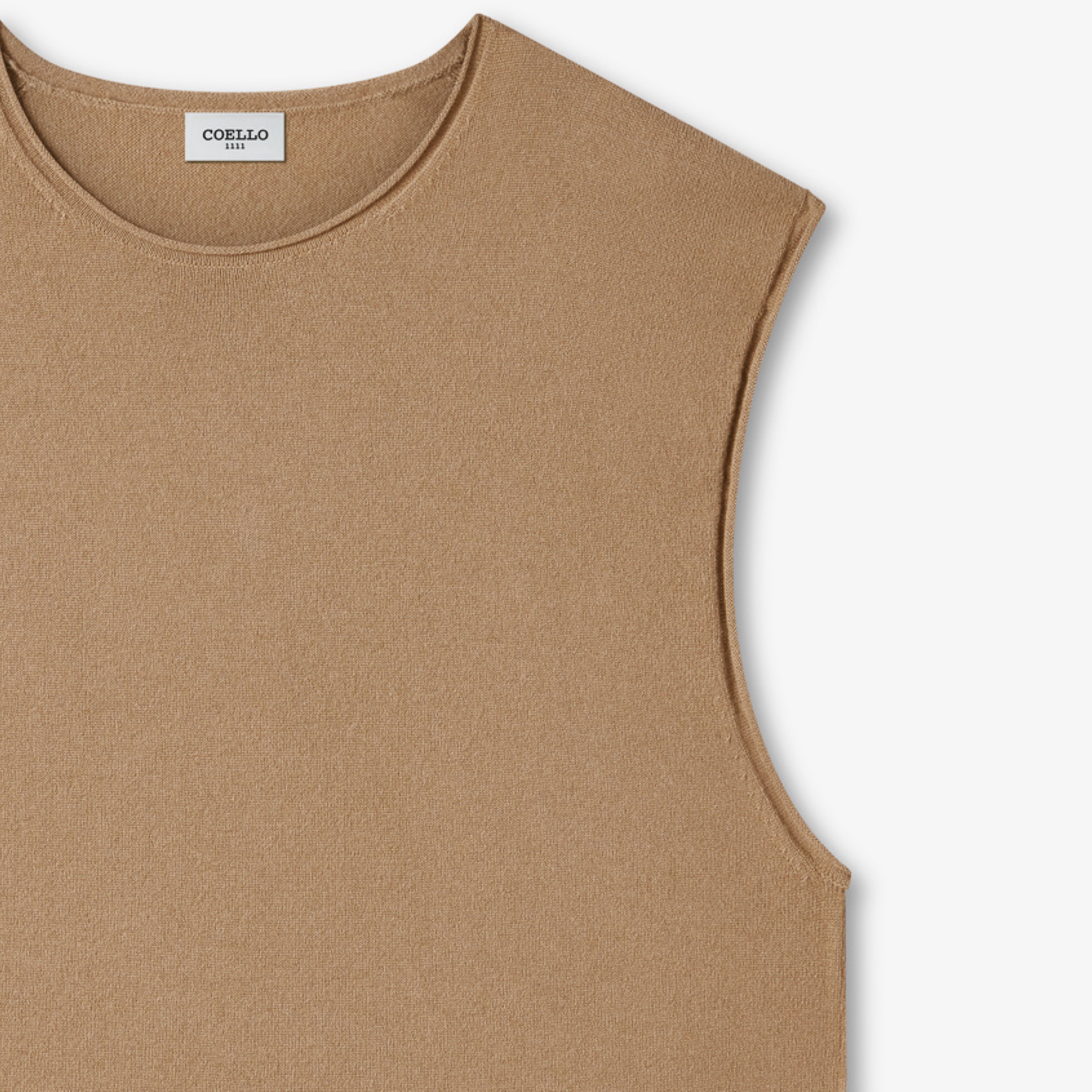 Camel Wool Cashmere Sleeveless Tee