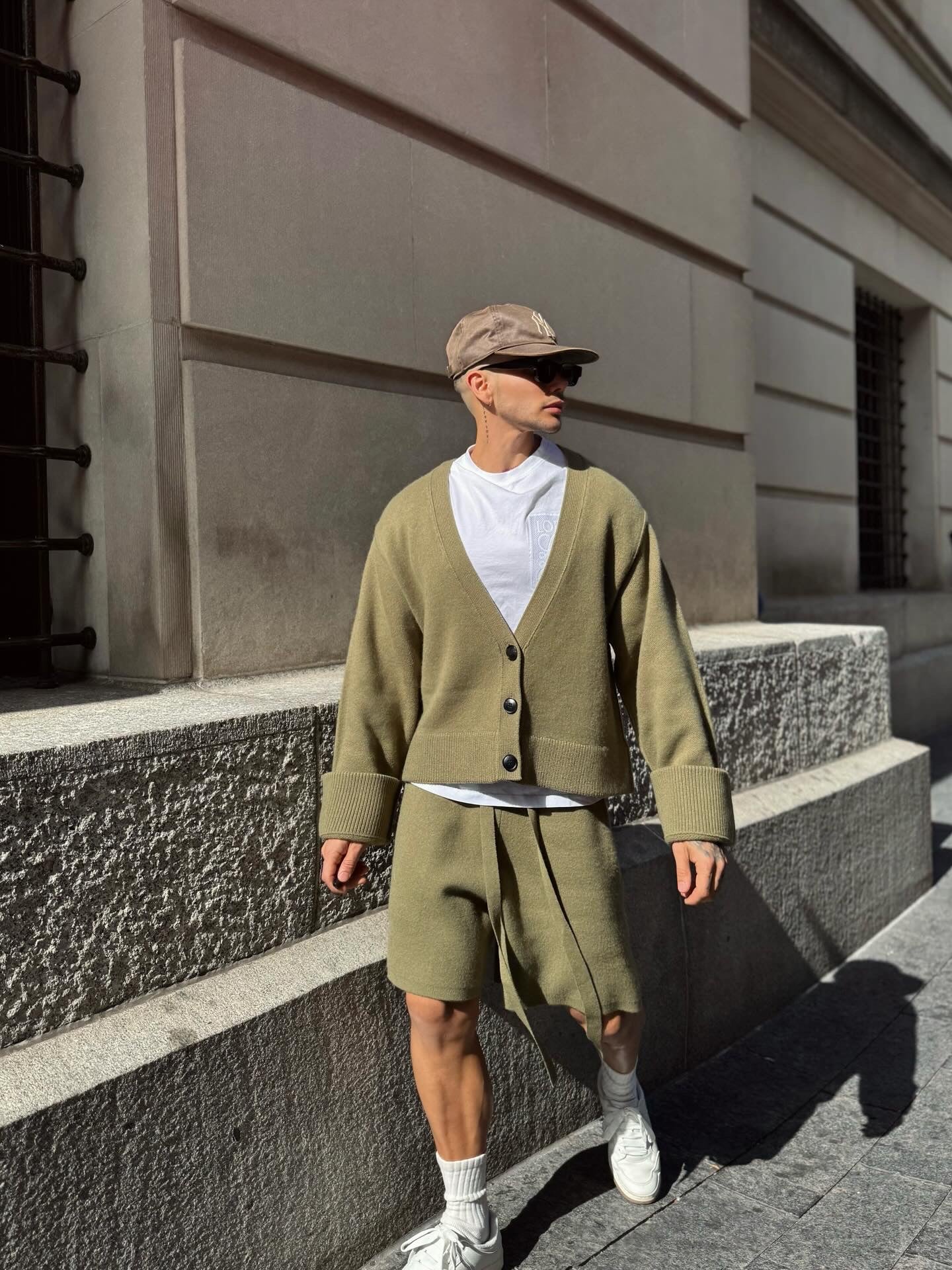 Olive Wool Cashmere Relaxed Short