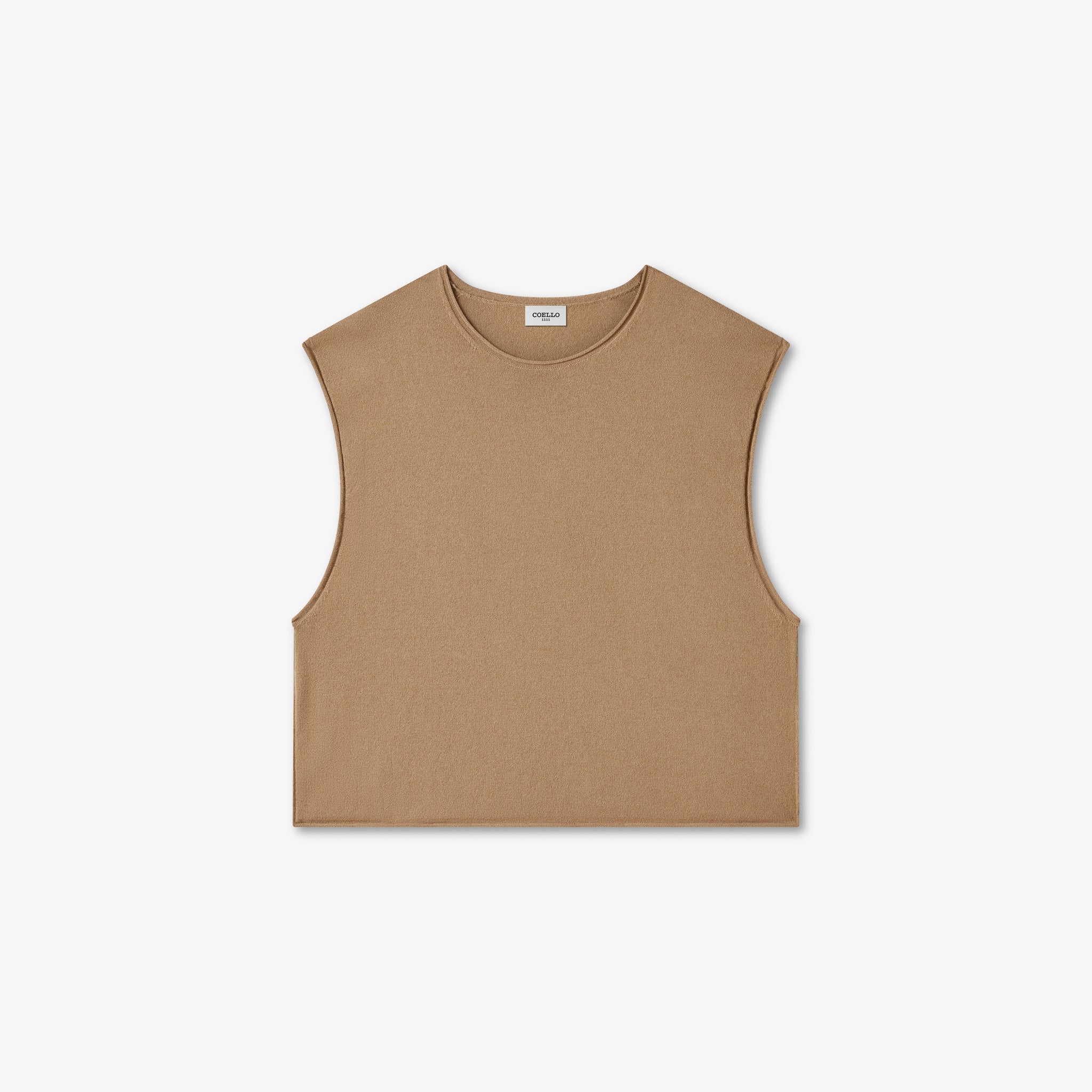 Camel Wool Cashmere Sleeveless Tee