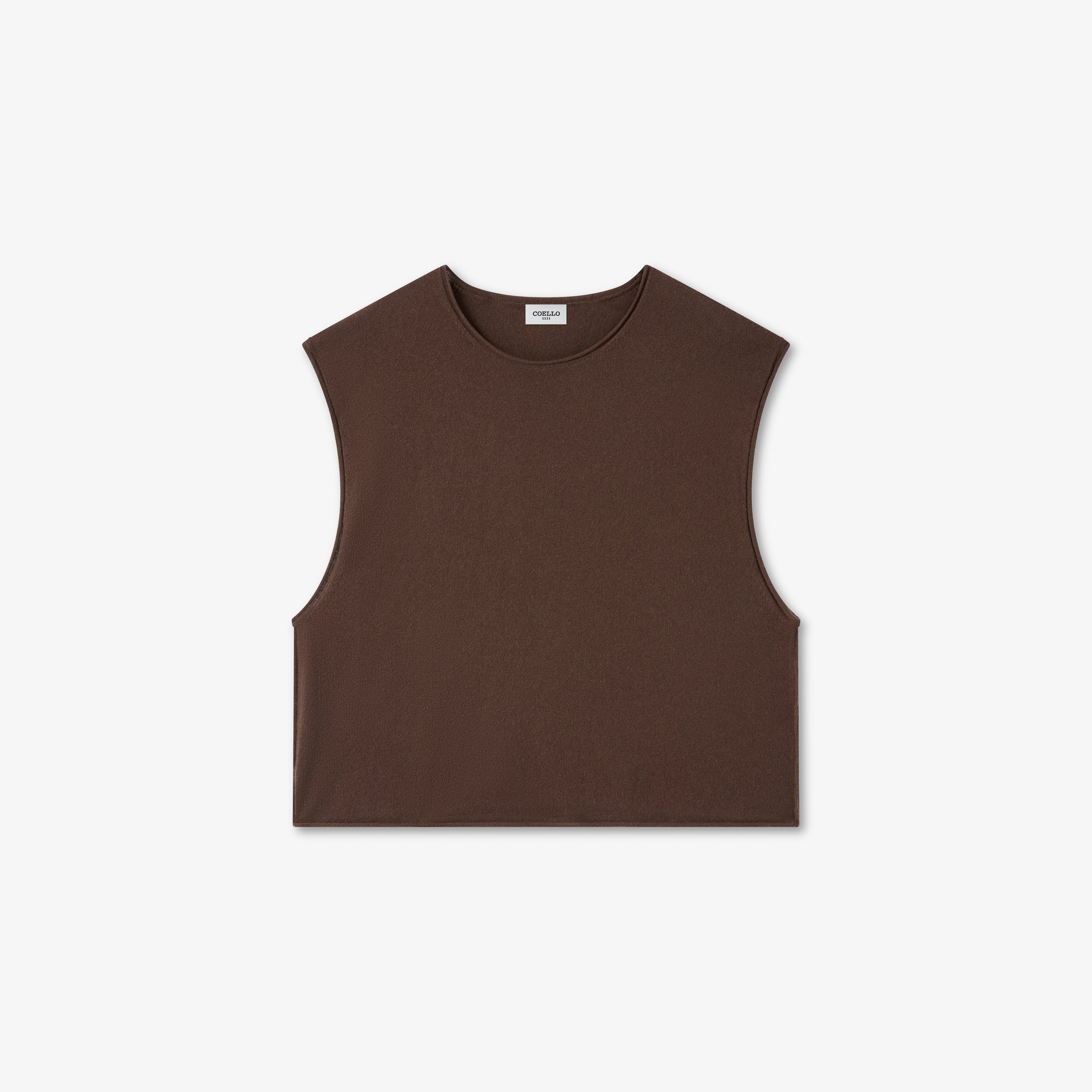 Brown Wool Cashmere Sleeveless Tee