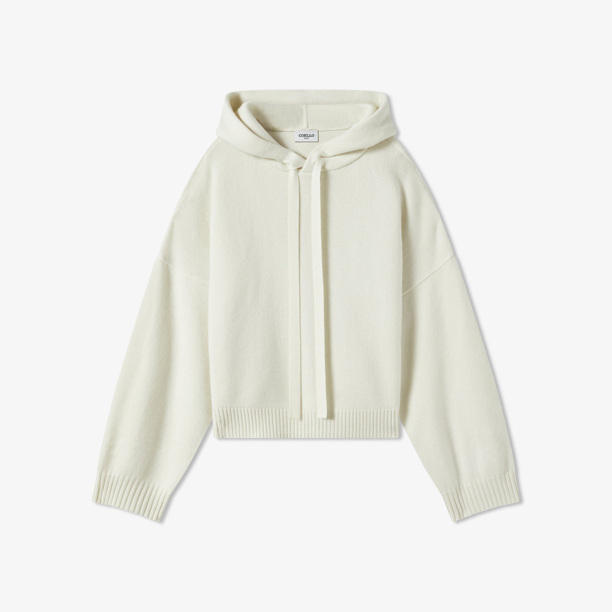 Off-white oversized wool cashmere hoodie, unisex pullover sweatshirt with hood and front pocket, relaxed streetwear fit