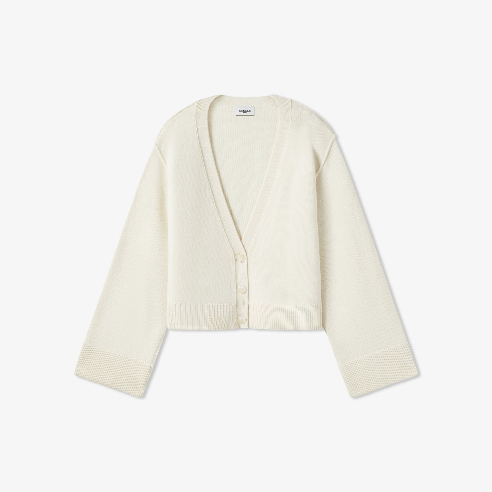Off-white oversized wool cashmere cardigan for men and women, long sleeve knit sweater with front button closure