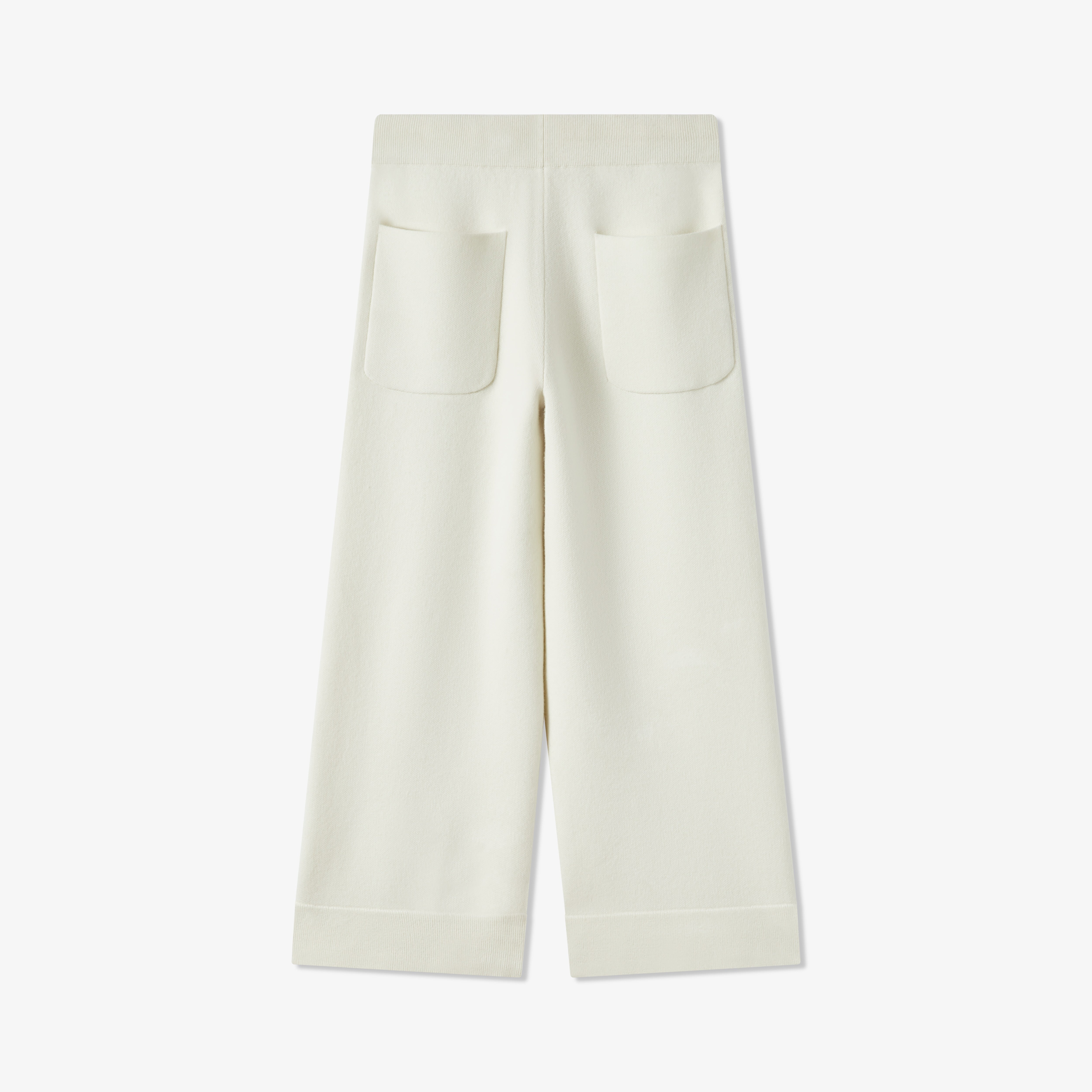 Off-white wide-leg lounge pants in wool cashmere with back pockets