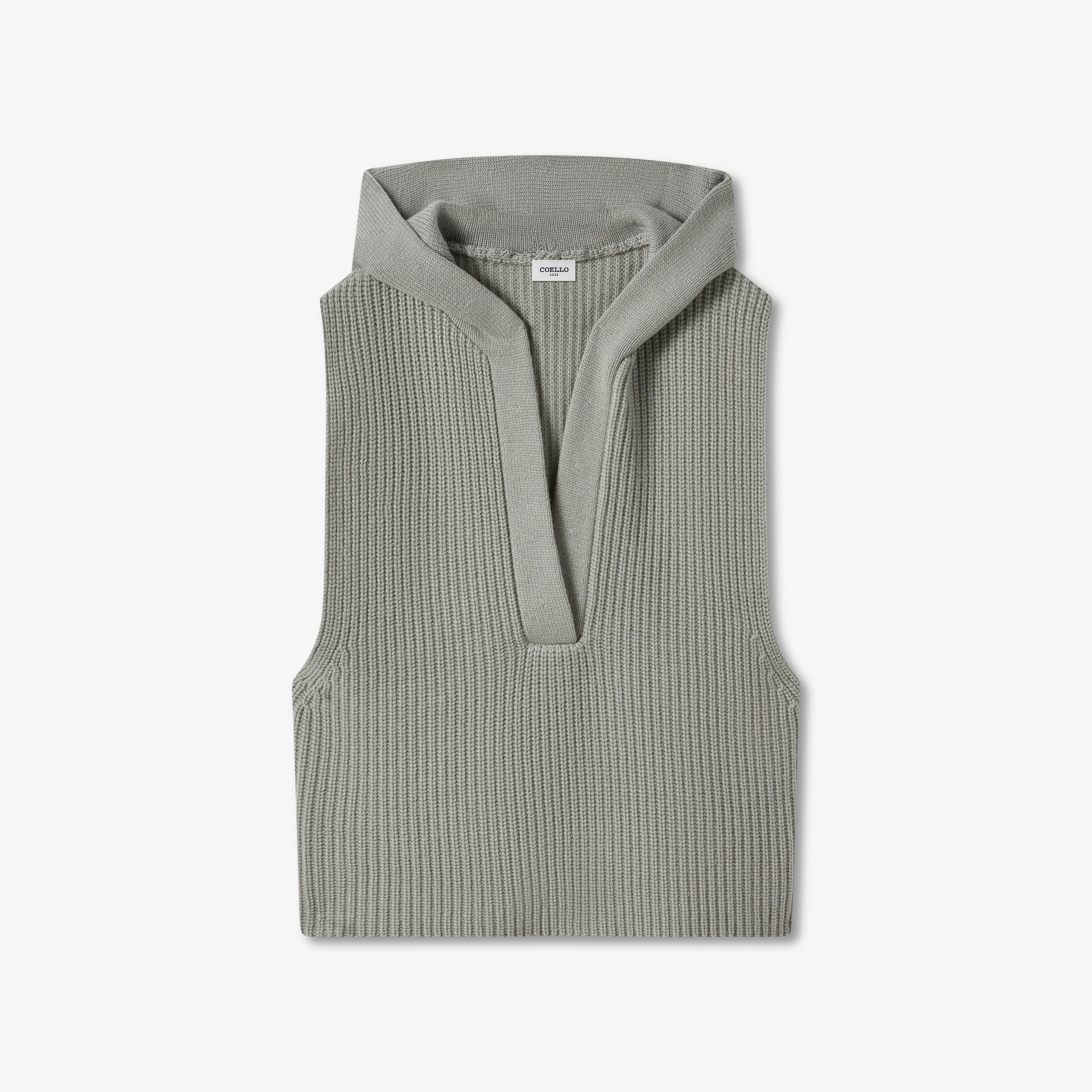 Stone Wool Cashmere Sleeveless Hoodie