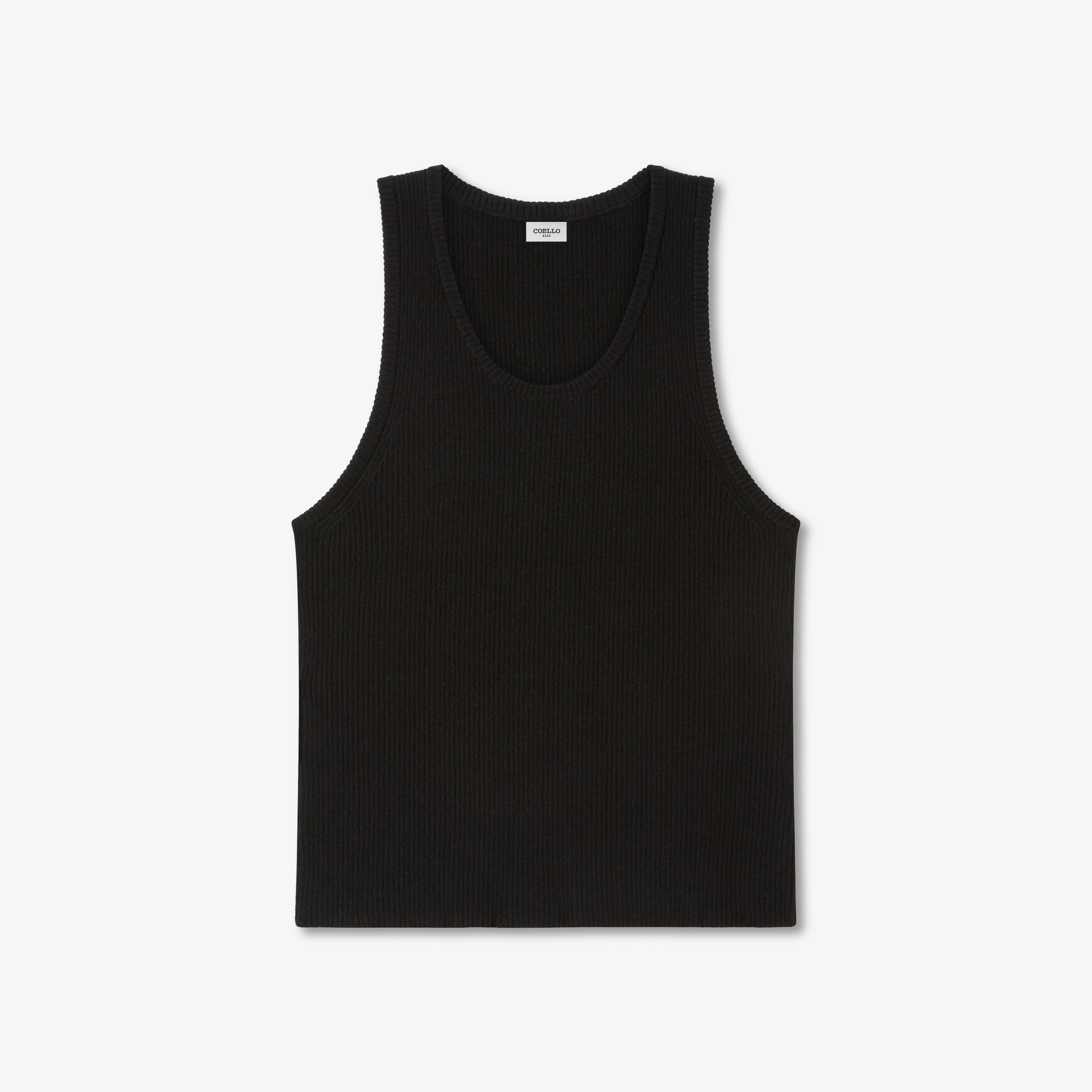 Black Wool Cashmere Rib Tank