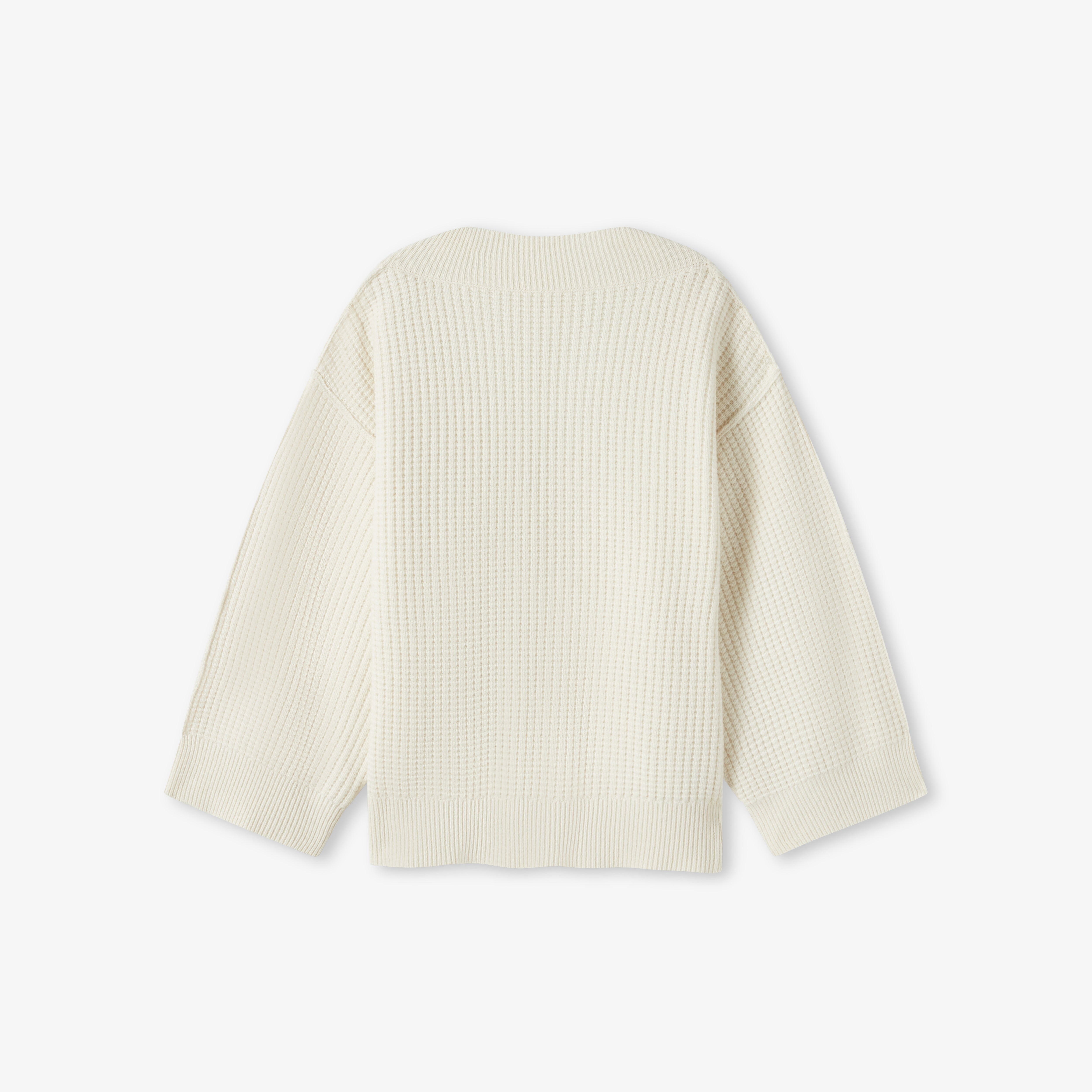 Off-white oversized wool cashmere V-neck sweater, unisex knit pullover with relaxed fit and long sleeves